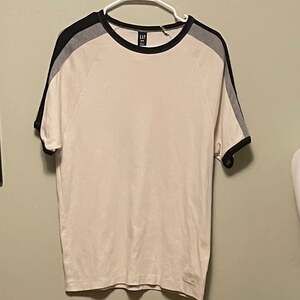 Y2K Soft Heavyweight GAP Ringer Tee Tape Cream/Navy Sz. M, Streetwear